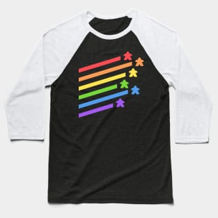 Rainbow Meeples Board Games Addict Baseball T-Shirt